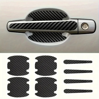 Kit Protetor Maçaneta Universal Porta Carro Fibra Carbono Black Piano Preto Fosto PPF Transparente-