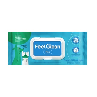 Lenço Umedecido Wipes Toalhas Umedecidas FeelClean Pet com tampa flip top com 50 unidades em Oferta na Shopee