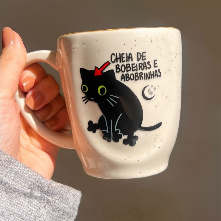 Caneca Névoa - Gato Bobeiras e Abobrinhas em Oferta na Shopee