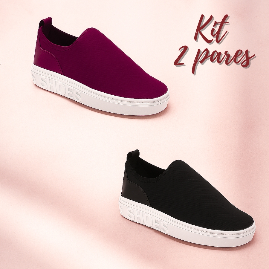 Kit 2 Pares Tênis Feminino Ortopédico Anatômico Confortável Moda Casual Elegante Antiderrapante Calce Fácil