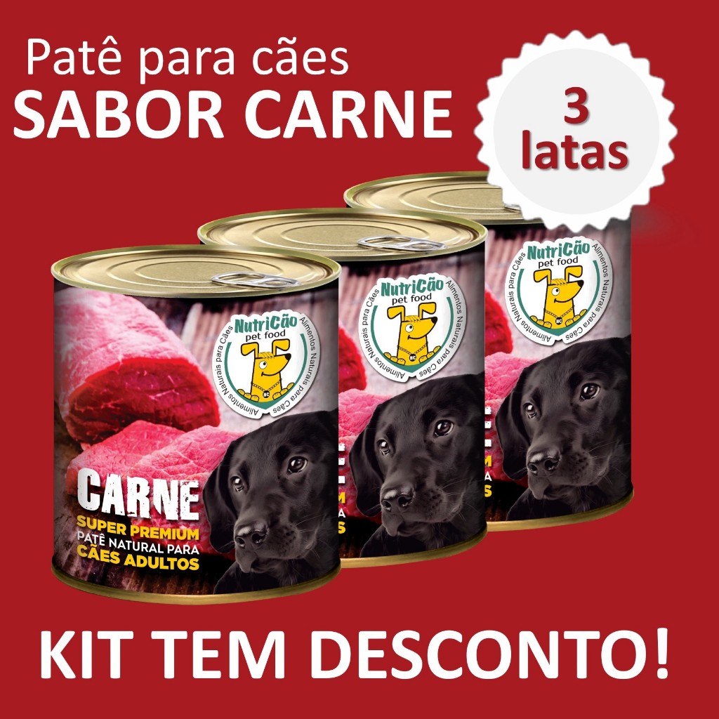 Kit Ração Úmida Patê Natural Cães Adultos Sabor Carne Maxima Saúde NutriCão Pet Food Ração Molhada