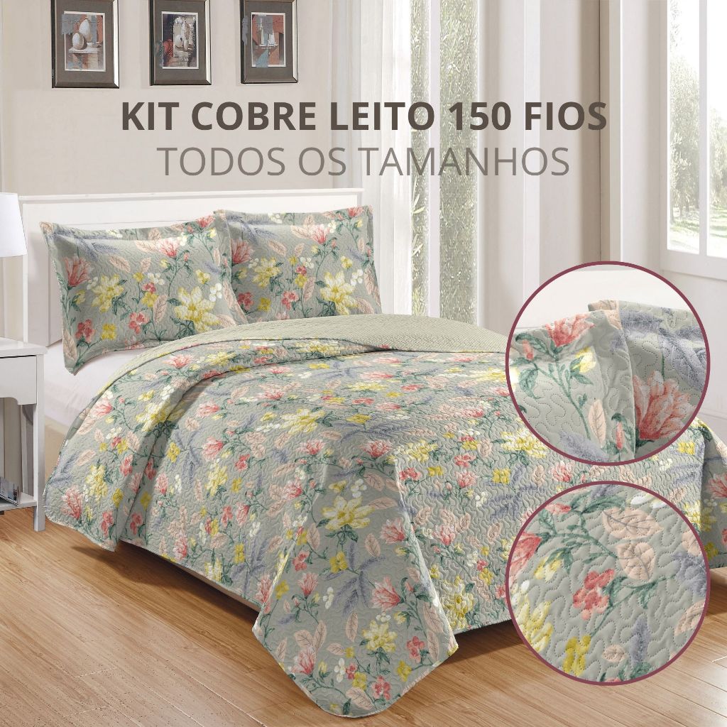 Colcha Cobre Leito Solteiro Dupla Face Matelassê Com Porta Travesseiro Bouti Shabby Rozac - Home & Living