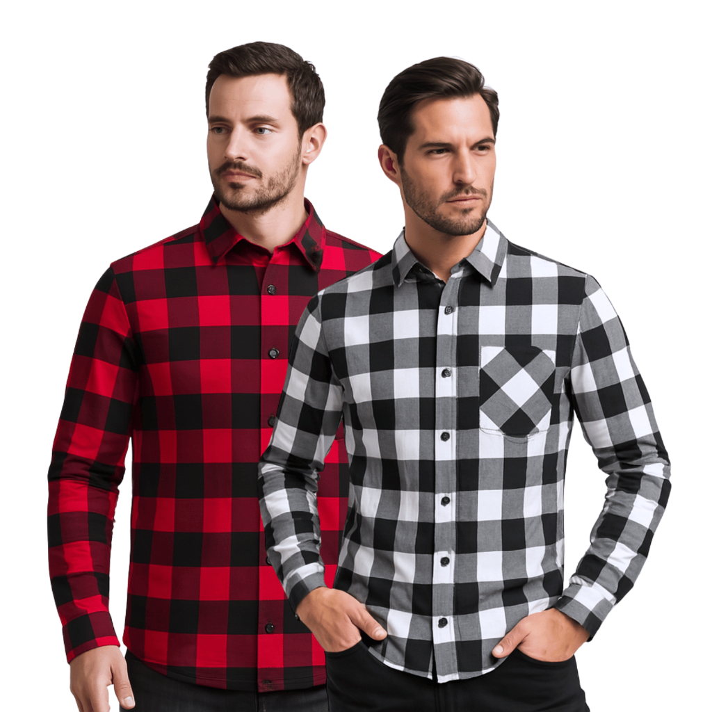 Kit 2 Camisa Masculina Social Xadrez Manga Longa Camisa Social Masculina Xadrez Camiseta Social Flanelada