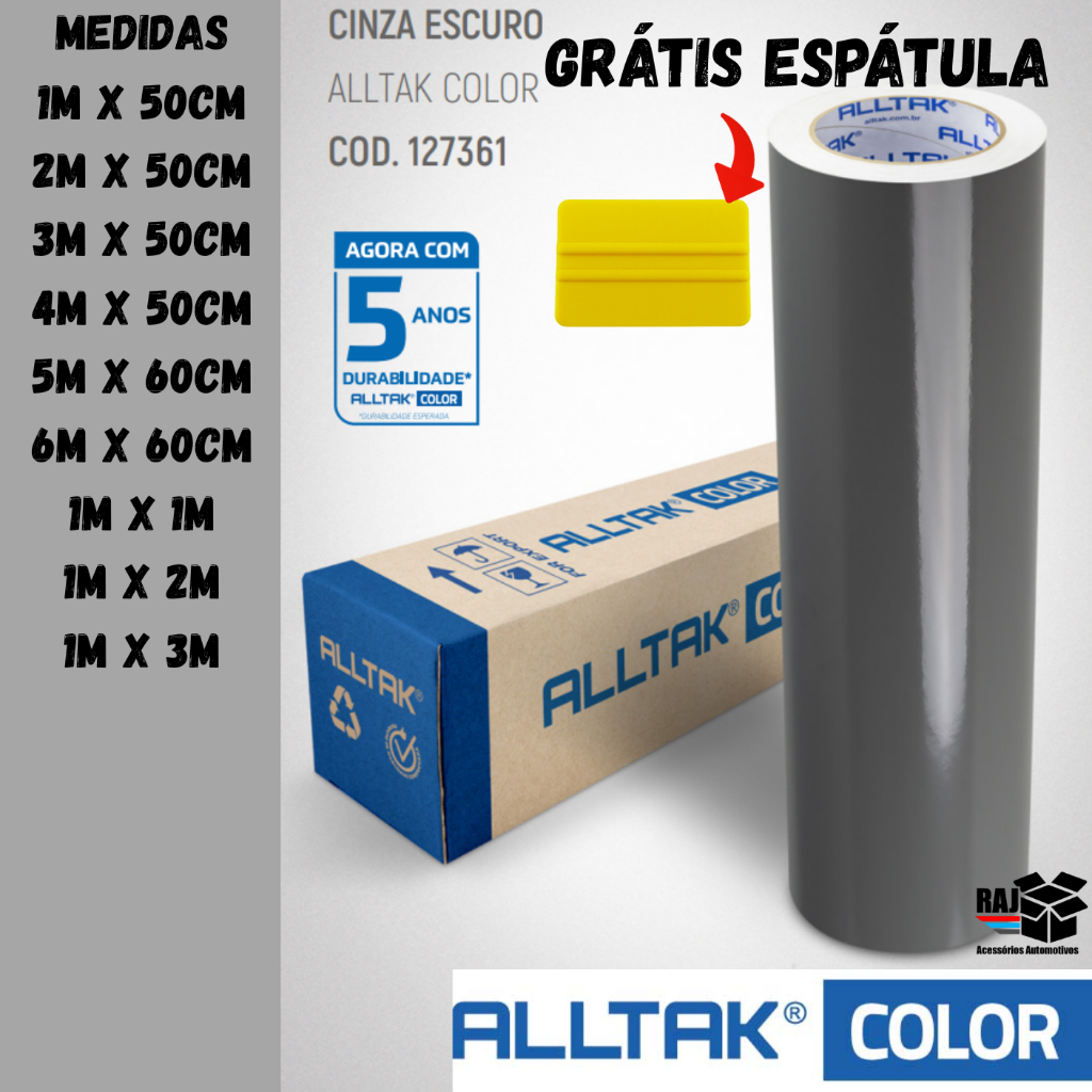 Vinil adesivo Cinza Escuro, Alltak, lavável, Portas, janelas, armários, vidros