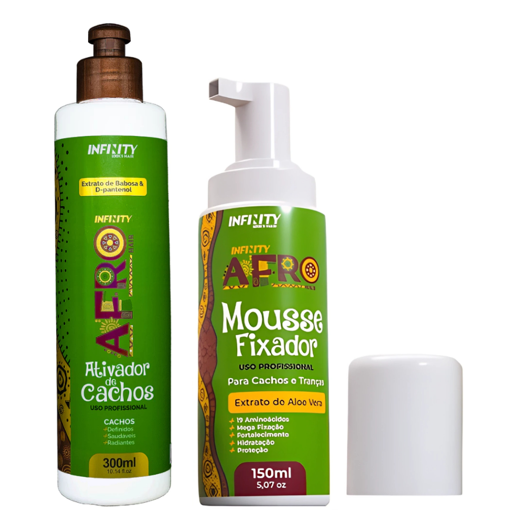 Kit Ativador de Cachos e Mousse Para Cachos e Tranças Ativador de Cachos 300ML AFRO HAIR INFINITY