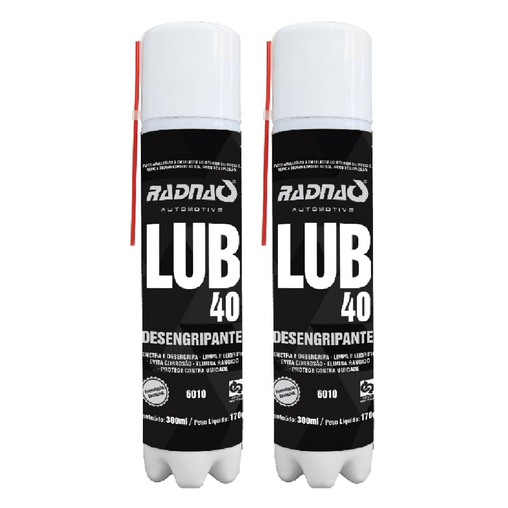 Kit 2 Desengripante Lubrificante Lub 40 Radnaq Wd Anticorrosivo 300ml Aerossol