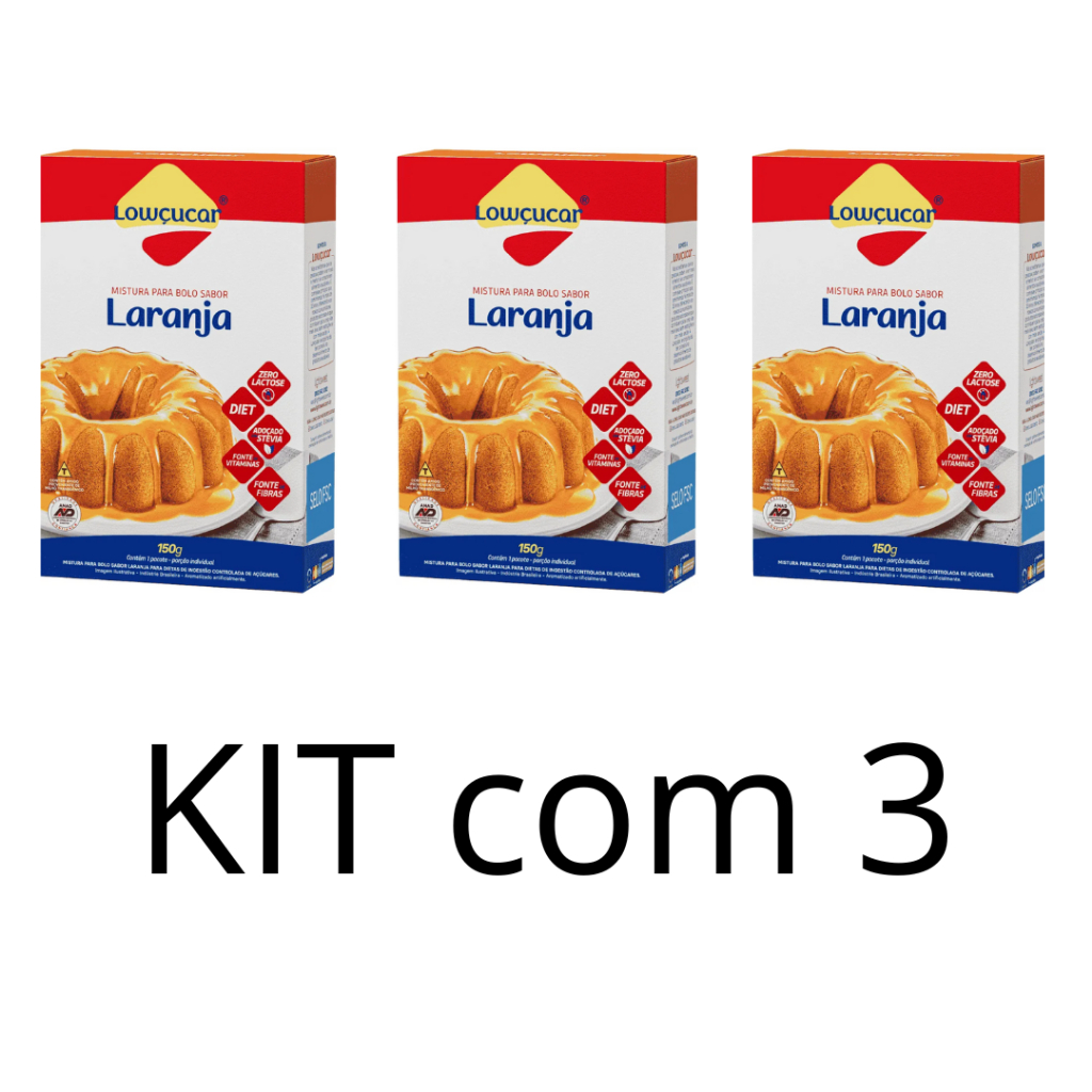 Kit com 3 Mistura para Bolo Laranja Zero Açúcar 150g- Lowçúcar