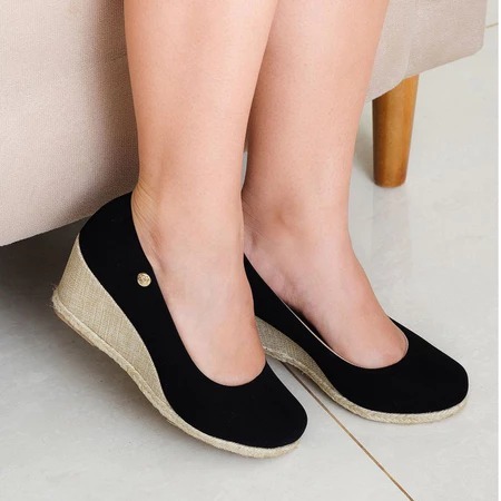 Sapato Espadrile Scarpin Salto Baixo Feminino Anabela Casual Confortável Leve