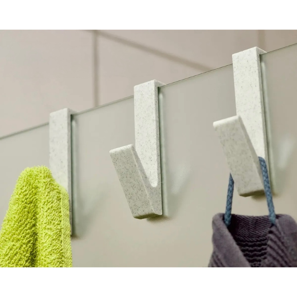 GANCHO Suporte Duplo Toalha Box Vidro Sem Furo | Cabide Organizador Banheiro Encaixe 10mm PLA Branco Preto