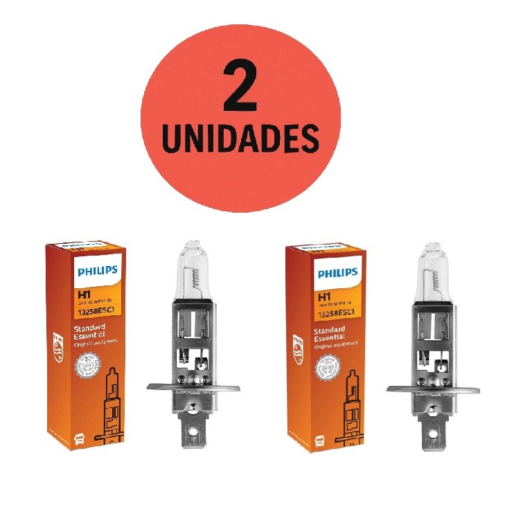 Kit 2 Lâmpadas Standard H1 24v 70w P14,5s Original Philips Farol 13258C1