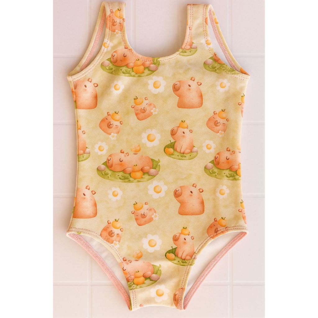 Body/Collant para banho ou dia a dia (Em Suplex) - Estampas de Capivara (Do 02 ao 16) — imagem 2 de 2