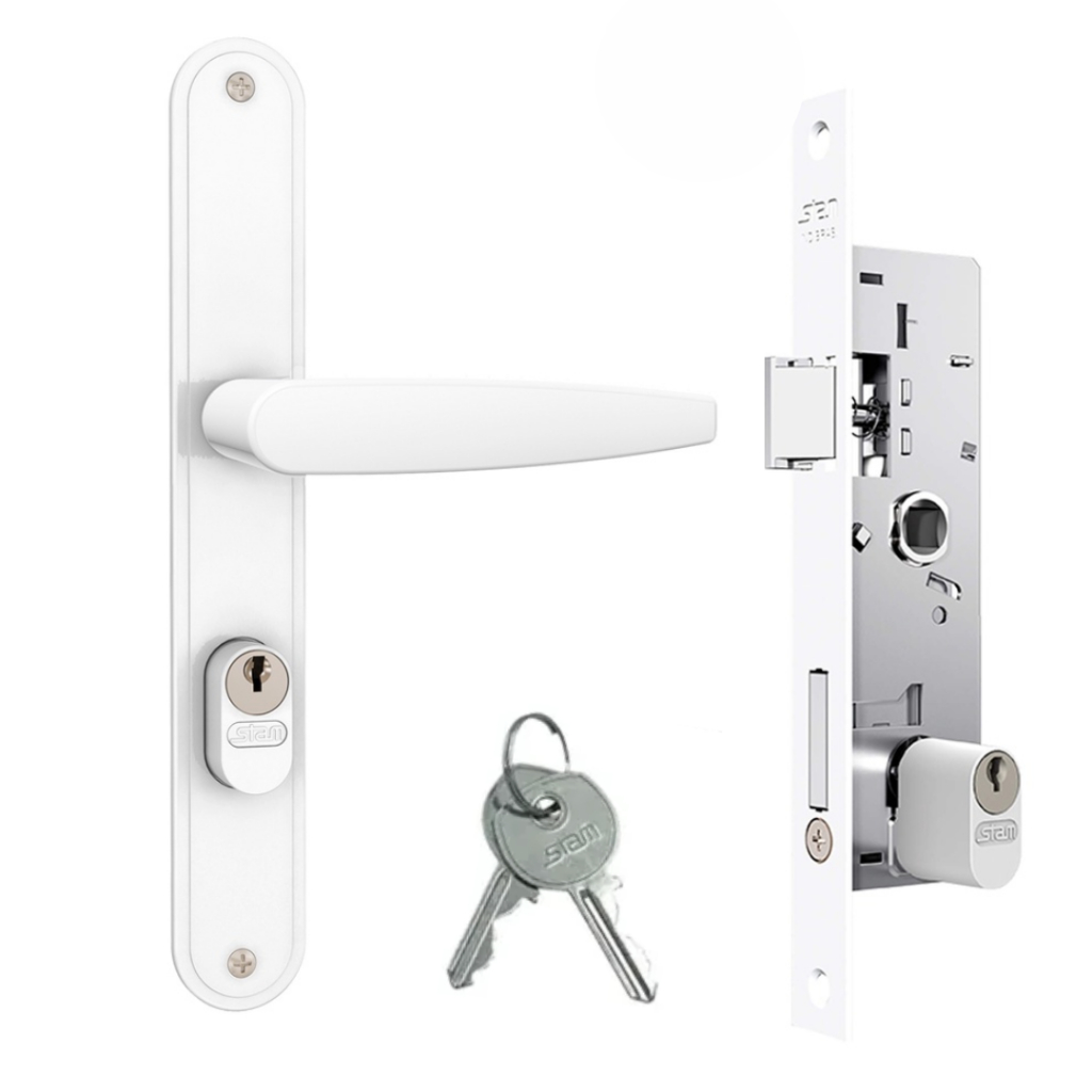 Fechadura 601/33 para Porta de Aluminio c/ 2 Chaves Stam - Branca