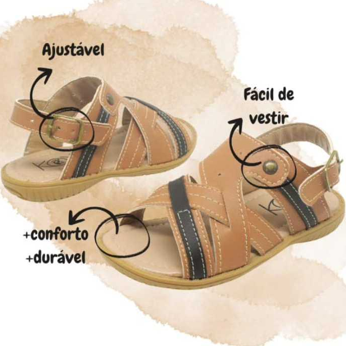 Papete Infantil Menino Couro Fivela Confortável Leve Antiderrapante Casual Via Baby — imagem 2 de 2