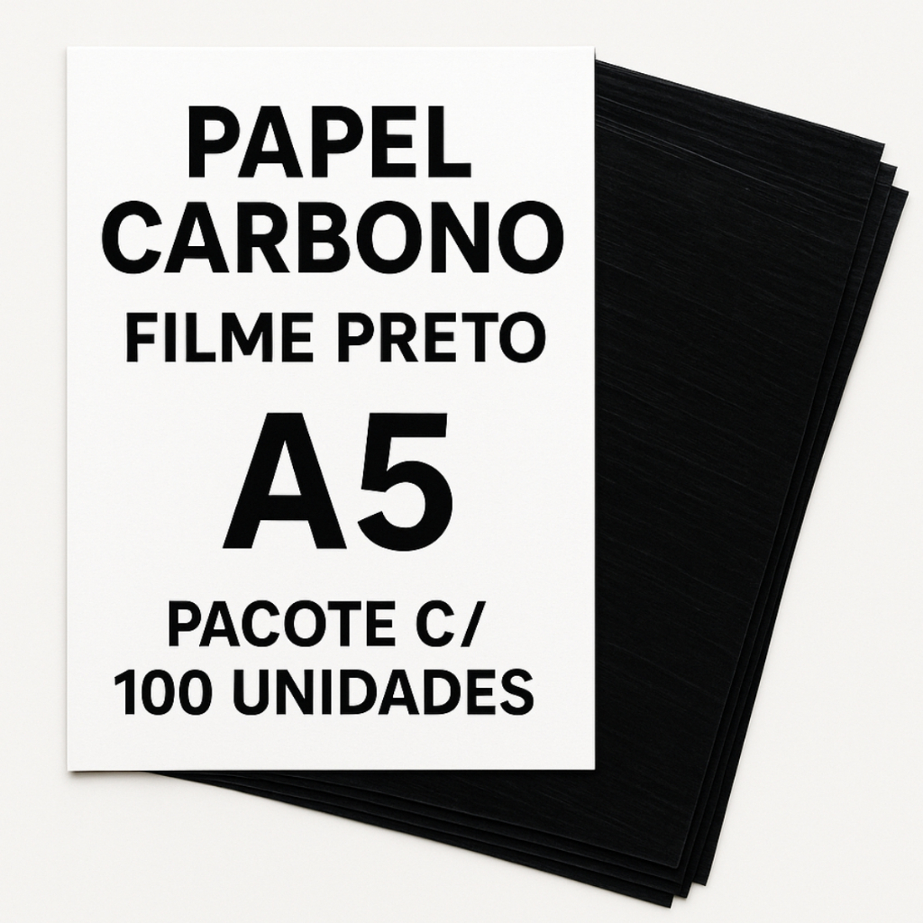 100 Unidades de Papel Carbono Filme Preto A5 14,8x21 cm Carbono para Cópias Documentos Escritório