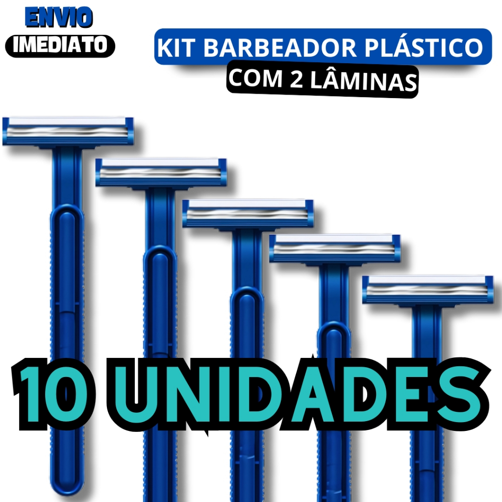 Kit 10 Barbeador Aparelho Depilador 2 Lâminas Corte Perfeito Prestobarba Barbear