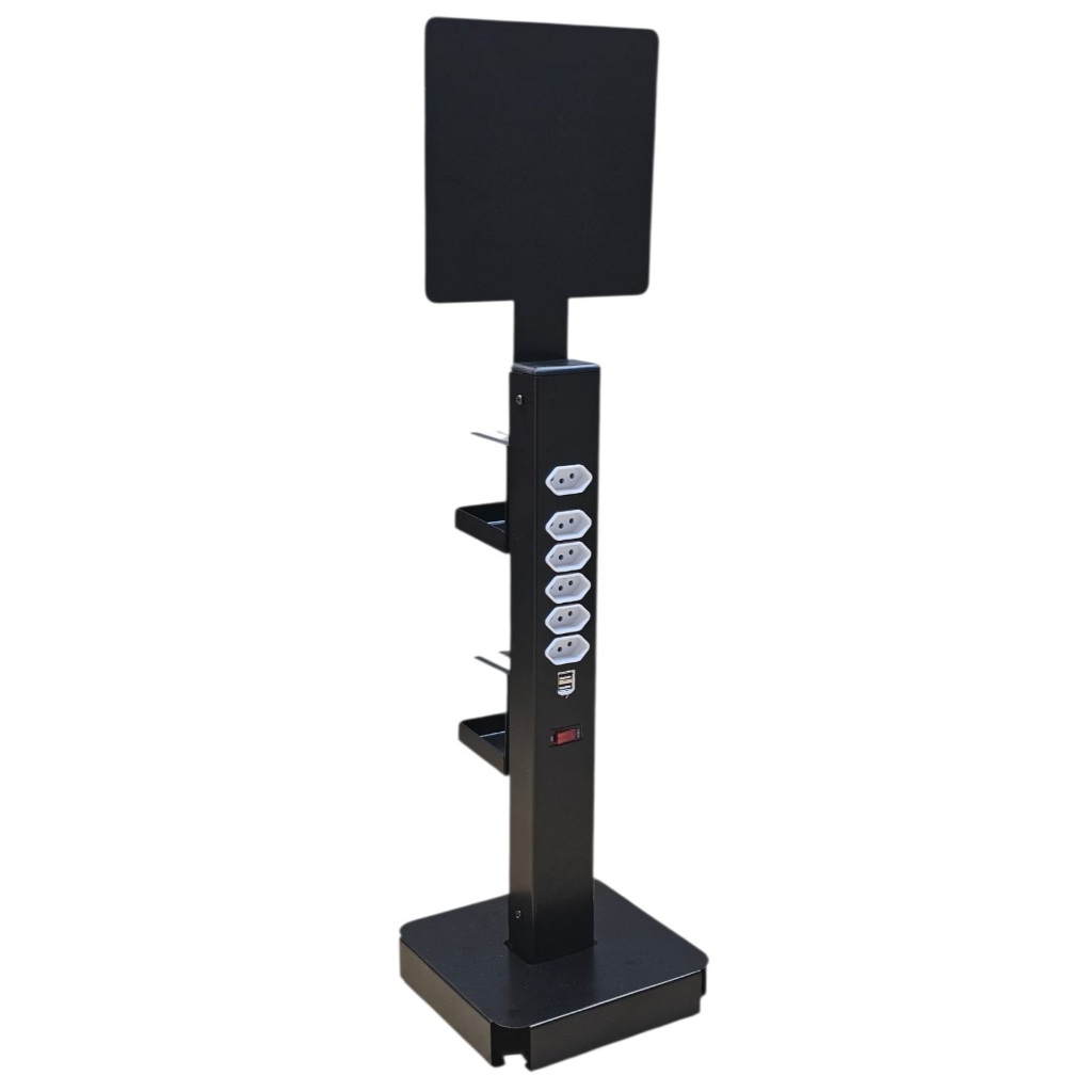 Totem Torre Carregador 78cm 6 Tomadas 10a 2 Usb Mini Plus Totem Carregador Celular Torre para carregar celular