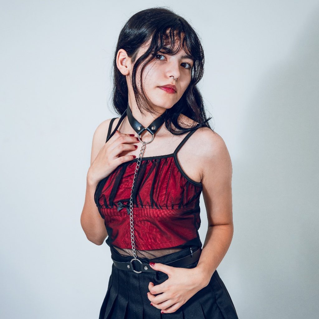 Harness Acessório Body Chain Couro Sintético para Mulheres Corrente Prateado Alternativa Sexy OFF