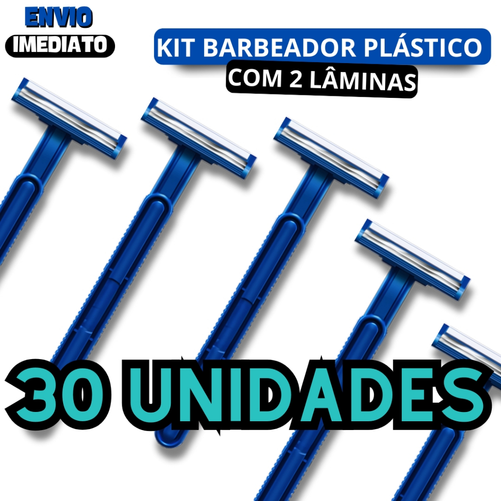 COMBO 30 Barbeadores 2 Lâminas Azul Para Barba Pelos e Suvaco Barbear Aparelho Depilar Depilação