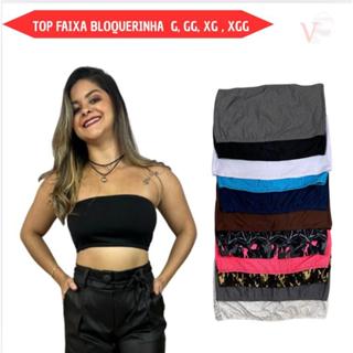 Cropped top faixa sem alça suplex grosso slim plus size sem bojo  G   GG   XG E XGG em Oferta na Shopee