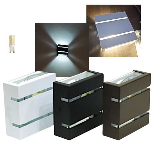 Kit 04 Luminária Arandela de Parede Slim 2 Fachos 2 Frisos | Bivolt 110/220V p/ Muro e Fachada