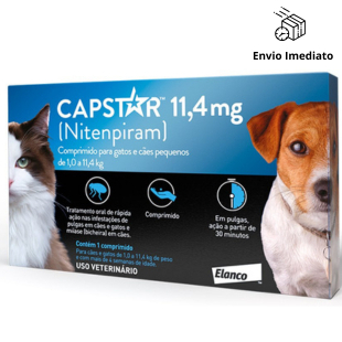Capstar 11mg Antipulgas 6 comprimidos para Cães e Gatos Até 11kg em Oferta na Shopee