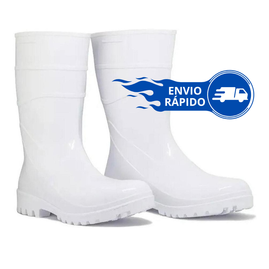 Bota Galocha Branca Impermeável Pvc Limpeza Faxina Antiderrapante Cano Longo Resistente Leve