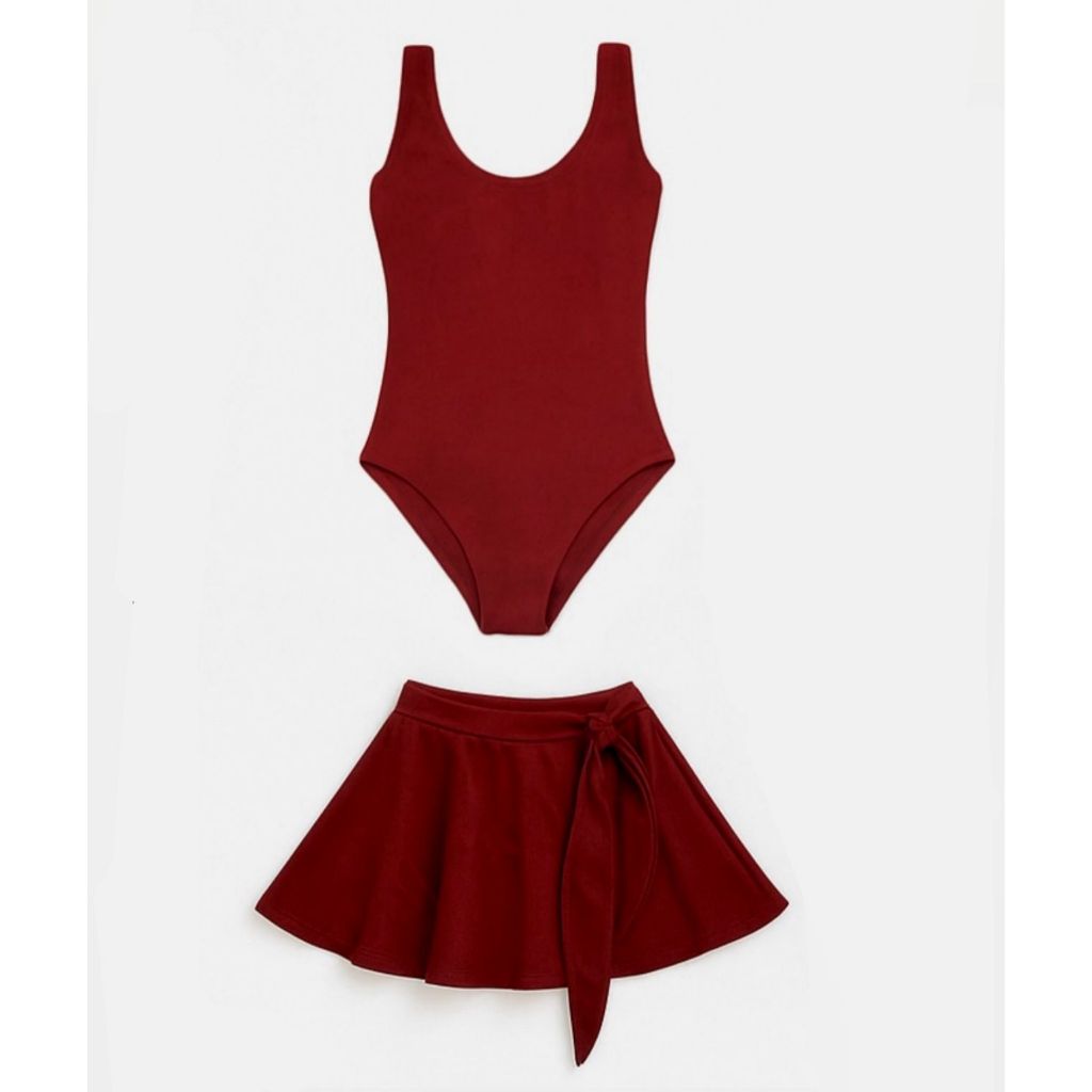 Kit 2 Itens - Collant REGATA + Saia de Transpassar (MARSALA) - Para Ballet/Jazz em Oferta na Shopee
