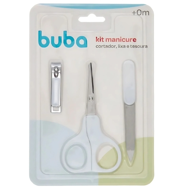 Kit Manicure Bebê Buba Cortador De Unha + Lixa + Tesoura Higiene Criança Maternidade Bebe Infantil