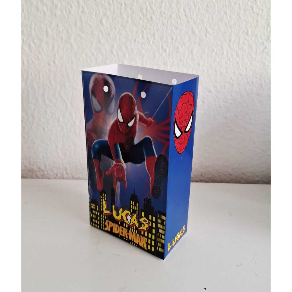 SACOLINHA/BOLSINHA PERSONALIZADA - HOMEM ARANHA - VAI MONTADA - FAZEMOS EM TODOS OS TEMAS