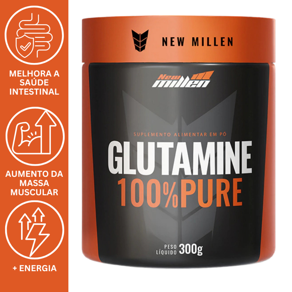 Glutamina 100% Pura 300g New Millen – Recuperação Muscular e Imunidade