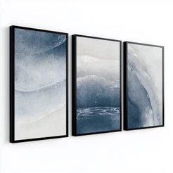 Kit 3 Quadros Decorativos Com Moldura 50x70 Abstrato Moderno Quarto Sala