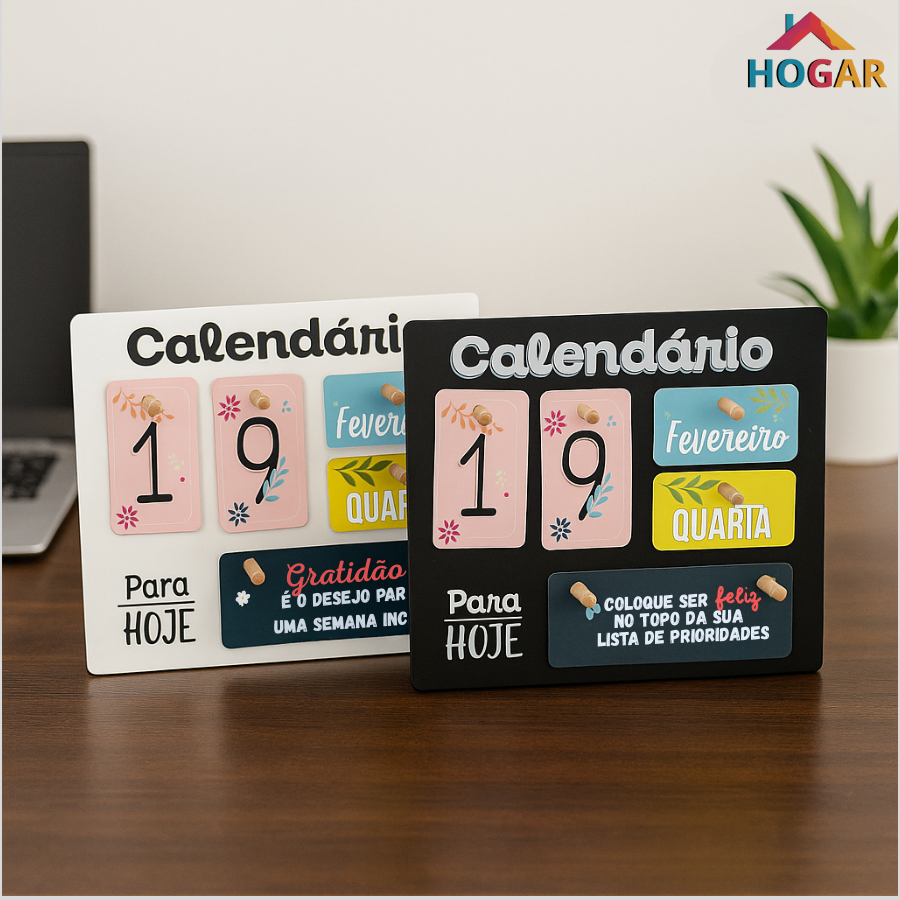 Kit 2 Calendários de Madeira Com Frases Motivacionais Calendário Escolar Decorativo