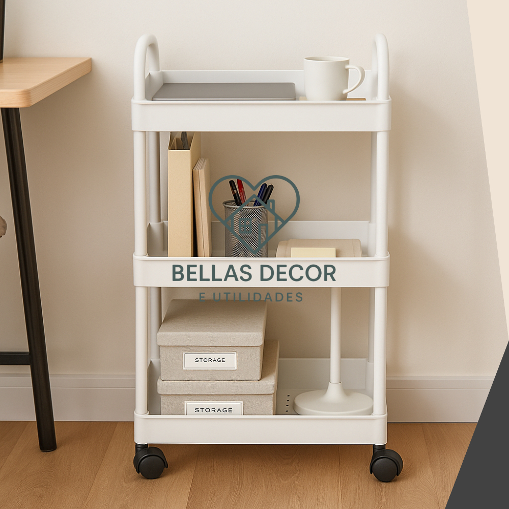 Estante Organizadora com Rodinhas Multiuso - Ideal para Escritório, Cozinha e Banheiro em Oferta na Shopee