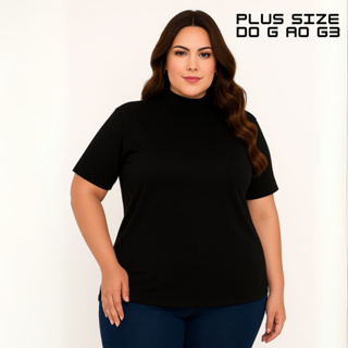 T-SHIRT PLUS SIZE BASIC FEMININA 100% ALGODÃO MANGA CURTA em Oferta na Shopee