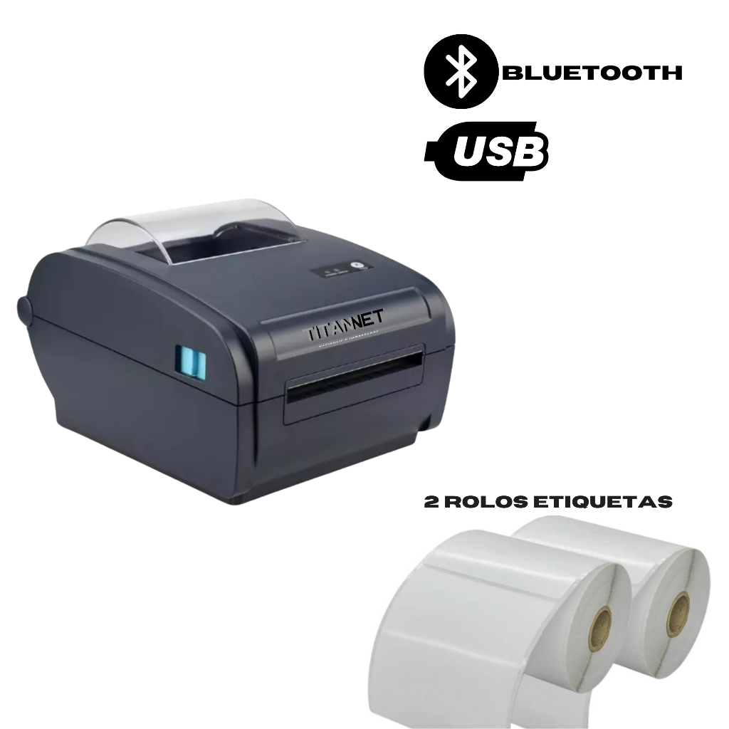 Impressora de Etiqueta Térmica Tipo Zebra Elgin USB + 500 Etiquetas (2 Rolos)