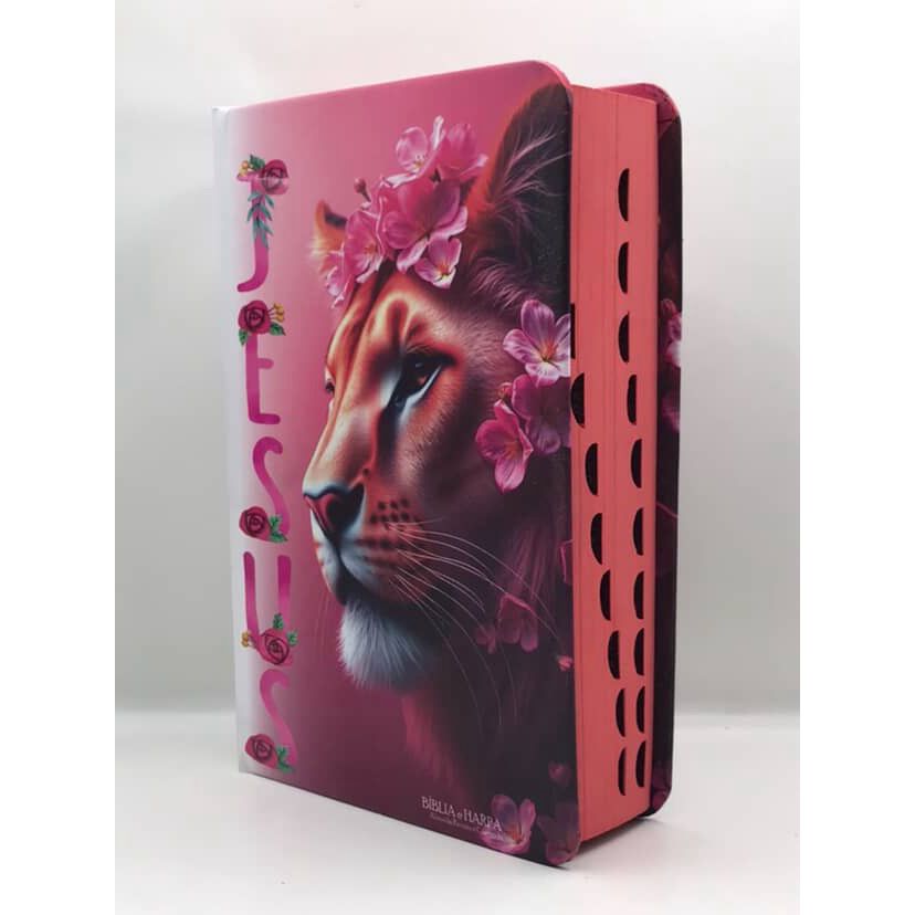 Bíblia Sagrada Tamanho Médio 12,5x19 cm Com Harpa palavras de Jesus em vermelho Jesus Leoa em Oferta na Shopee