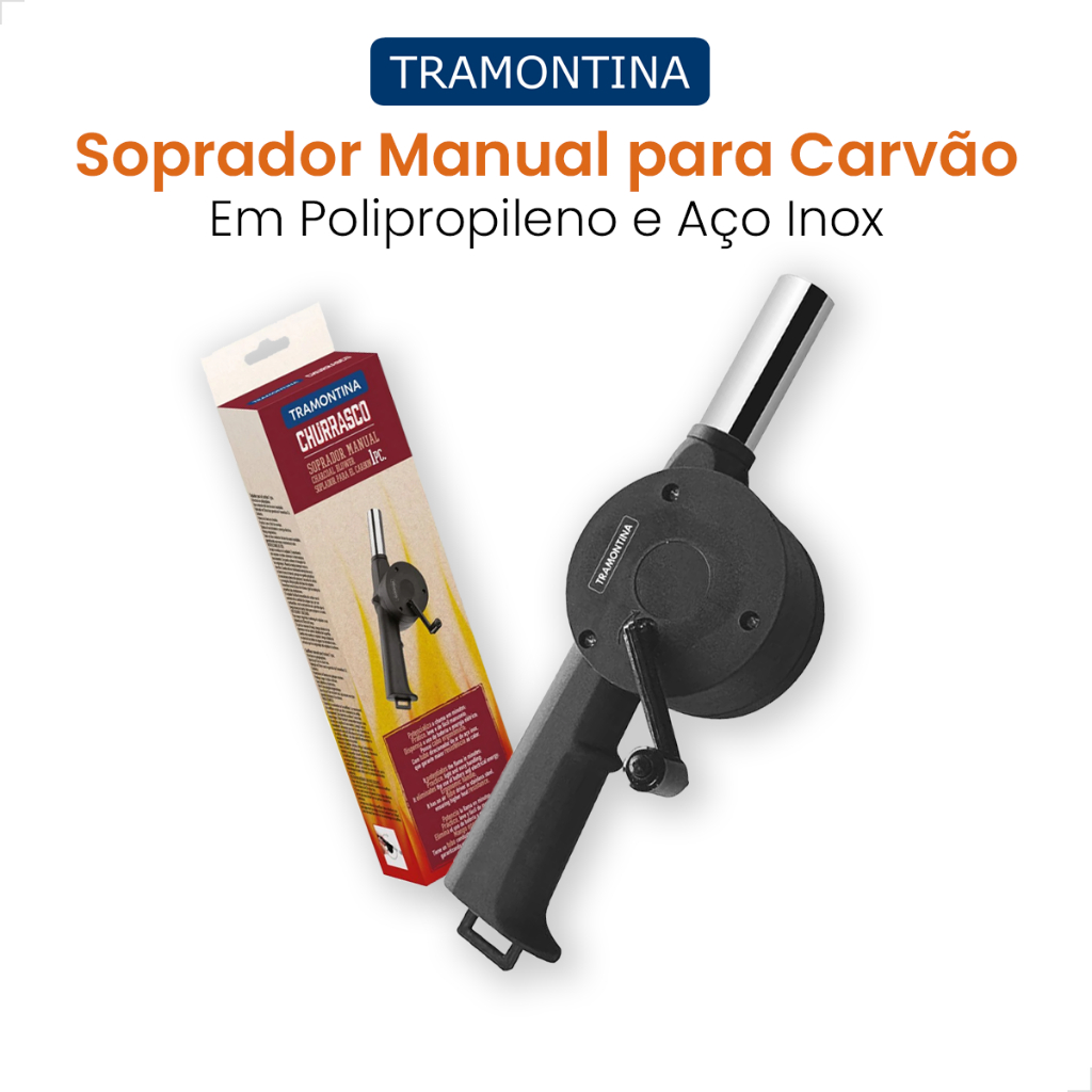 Soprador Acendedor Manual Tramontina Churrasqueira Carvão Aço Inox Portátil Lareira Pratico Acender em Oferta na Shopee