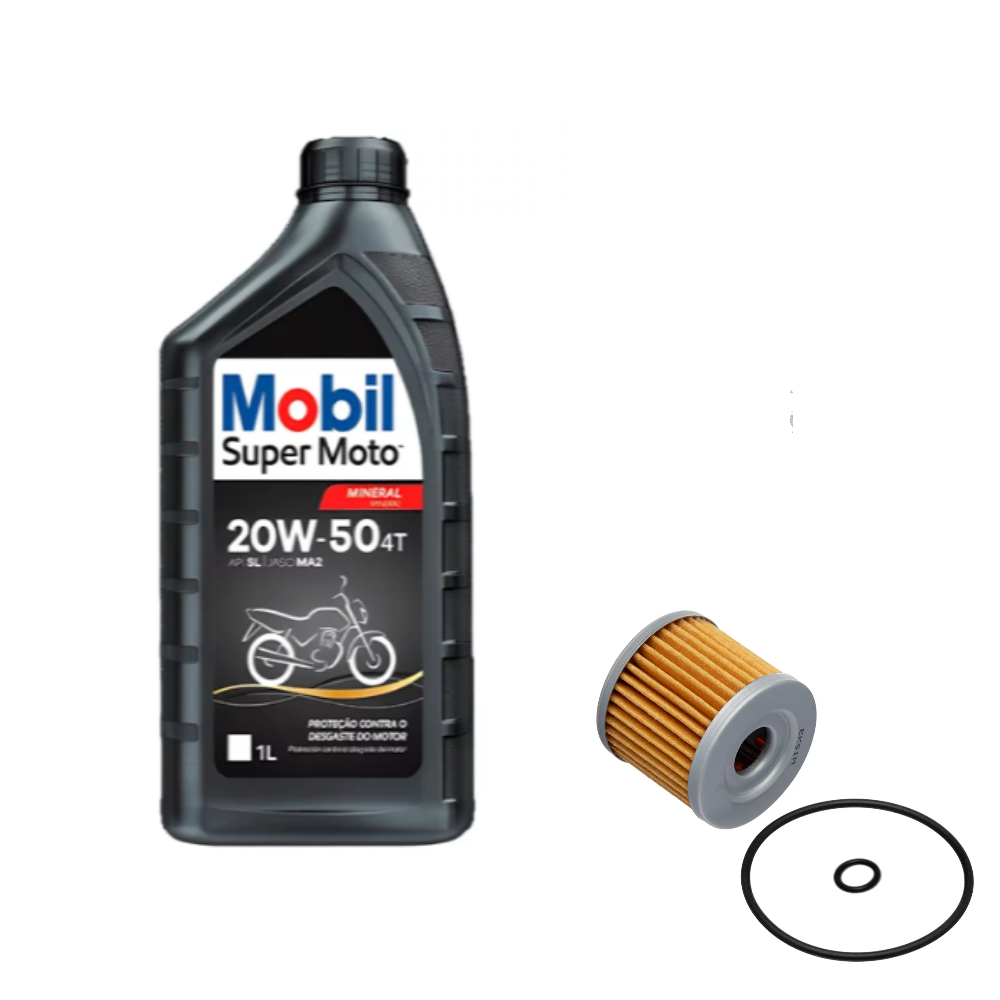Kit Troca de Óleo Filtro Mobil 20w-50 Suzuki Yes Intruder 125 GSR 125 150 Mobil 20W50