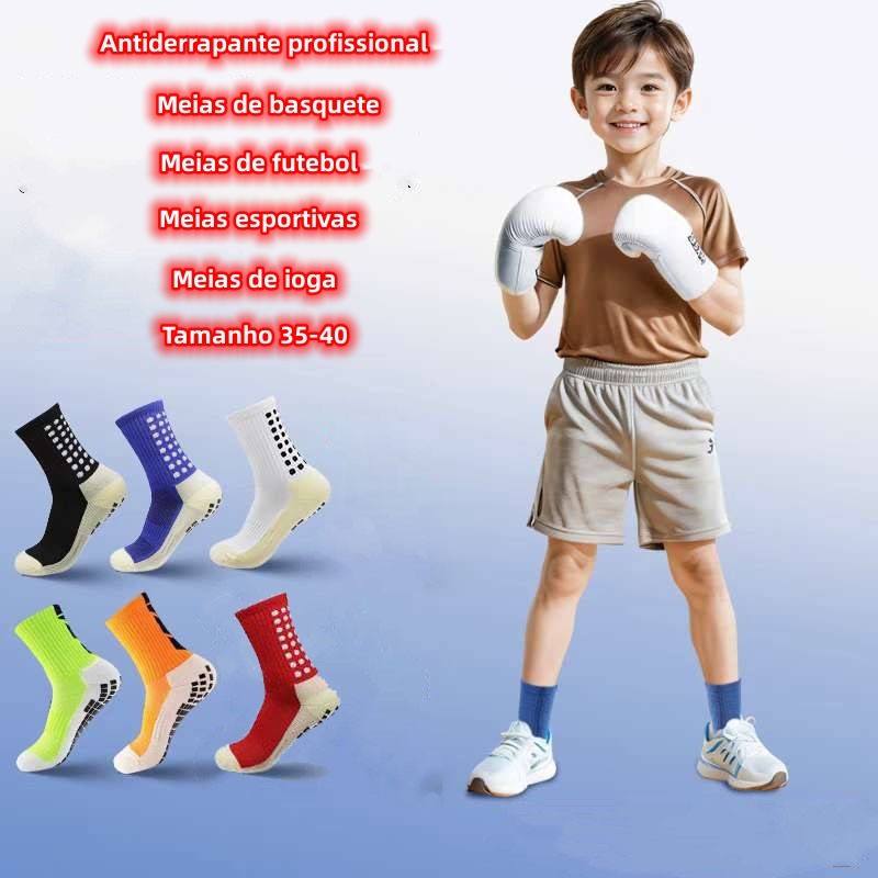 3/6/12 pares meias de futebol antiderrapantes  juvenil basquetebol ioga trampolim vários desportos Tamanho 35-40 em Oferta na Shopee