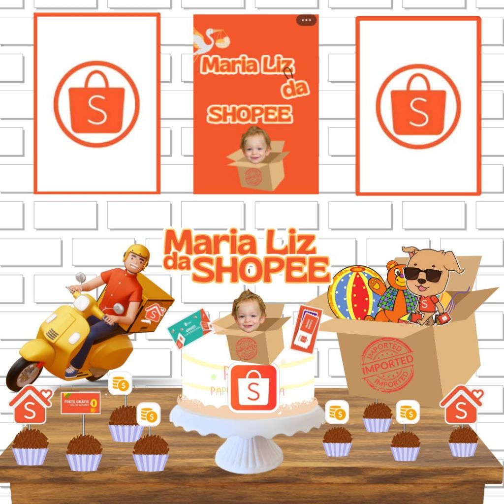 KIT FESTA SHOPEE COM FOTO SÓ UM BOLINHO em Oferta na Shopee