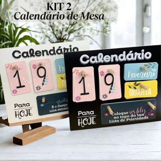 KIT 2 Calendário de Mesa Permanente Ajustável Com Plaquinhas para Montar Perpétuo em Oferta na Shopee