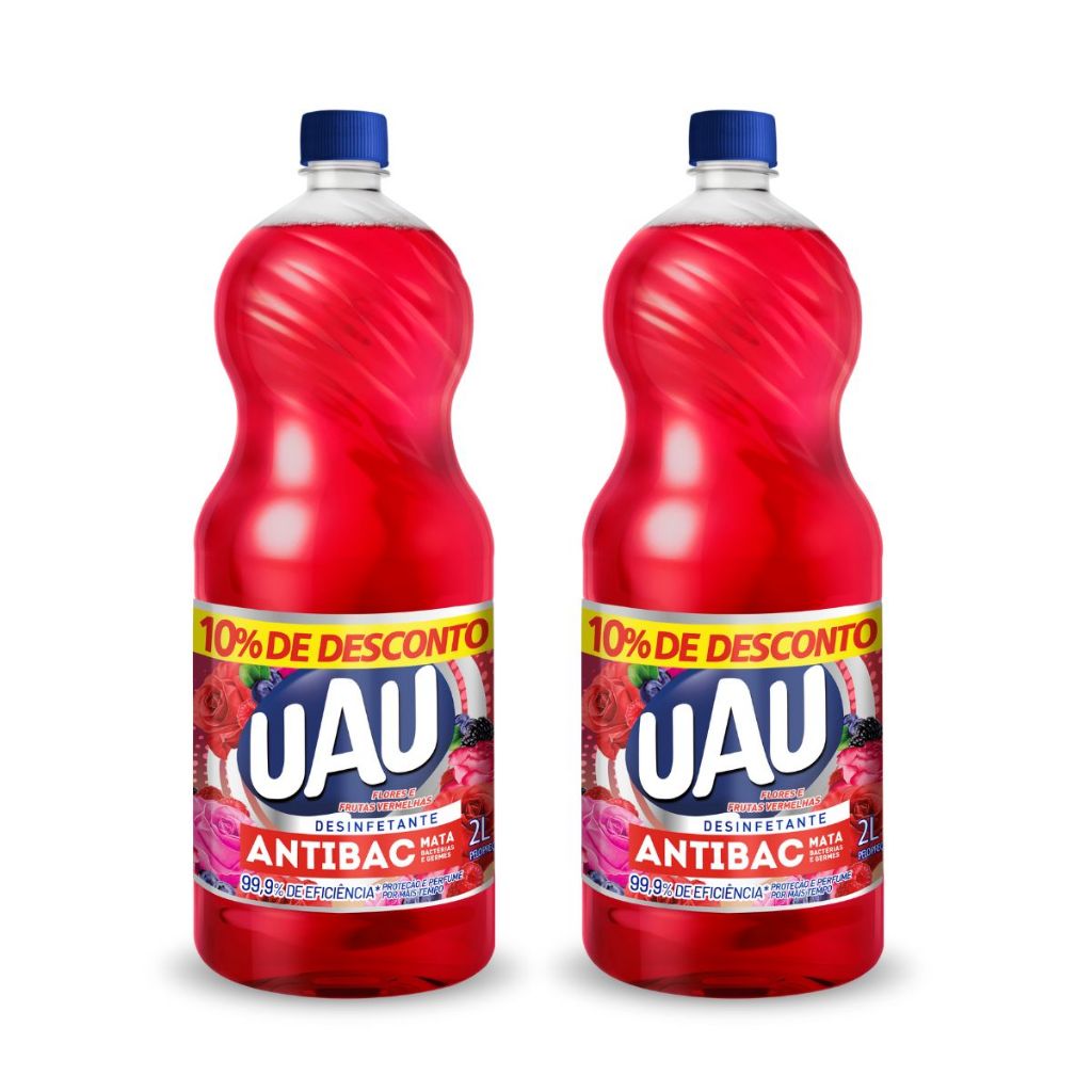 Kit 2un Desinfetante Uau Antibac Flores e Frutas 2l - Home & Living
