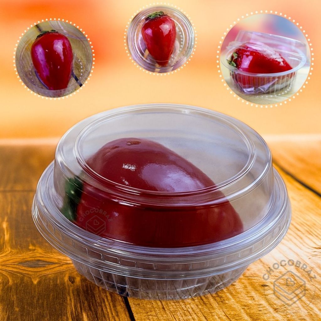 300 Embalagem Para Bolo De Pote EMBALAGEM PARA MORANGO DO AMOR C/TAMPA 120ML CRISTAL PET G645 GALVANOTEK