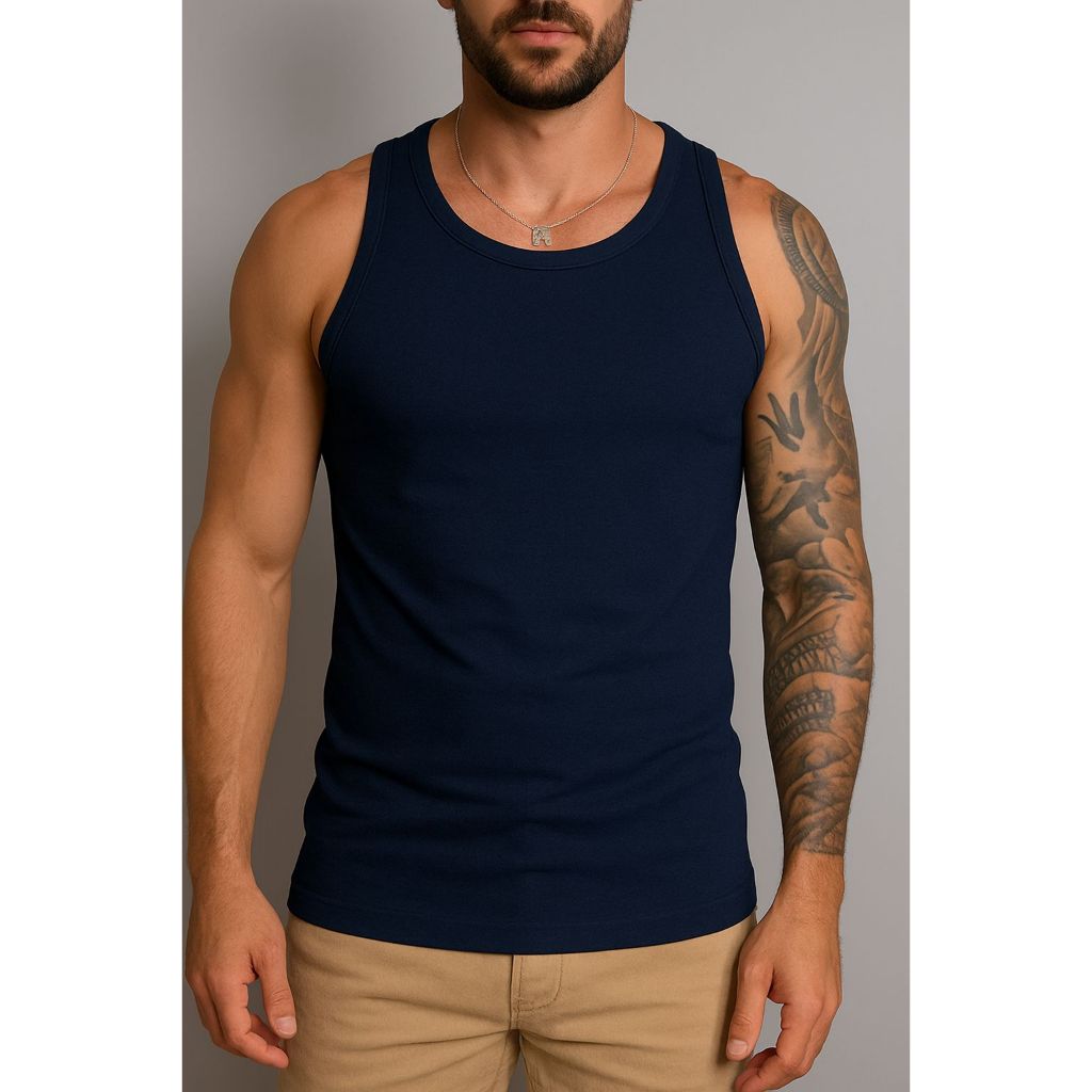 Regata Algodão Masculina Canelada em Oferta na Shopee