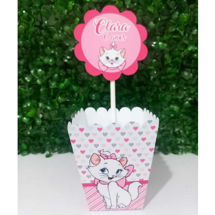 Centro de Mesa Gatinha Marie | Cachepot Gatinha Marie | Kit Festa Gatinha Marie | Lembrancinhas Gatinha Marie