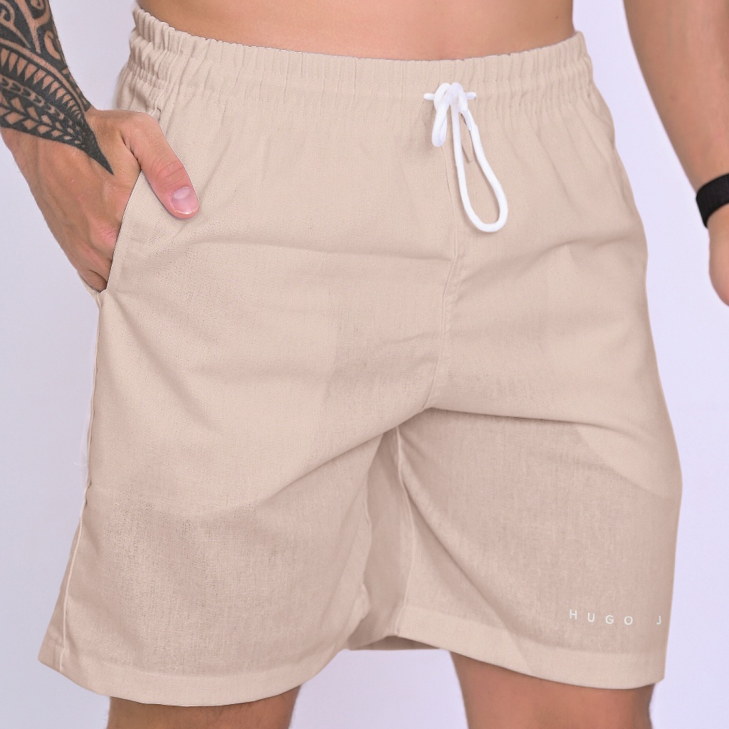 Short Linho Premium Estiloso Conforto Leveza Bäsico Lindo