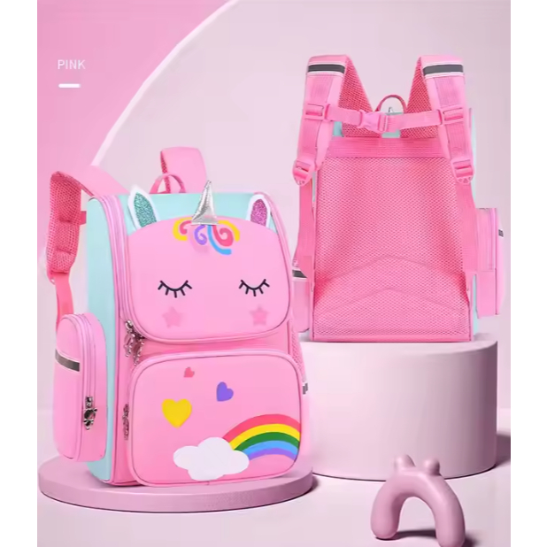 Mochila Escolar Infantil Unicórnio ou Carinha Divertida | Grande, Impermeável, Confortável em Oferta na Shopee