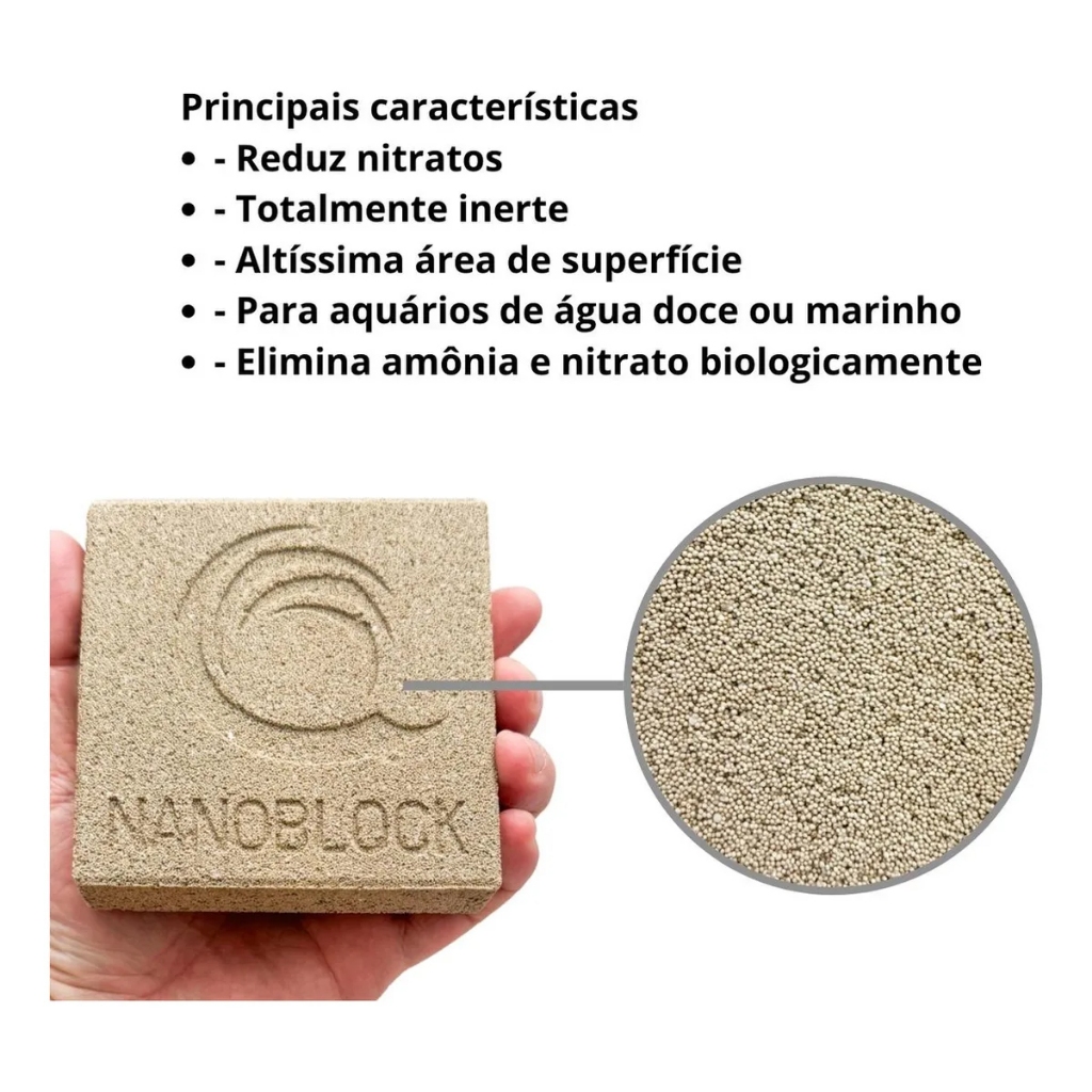 Detalhes do Mídia Cerâmica Biológica Nano Block 10x10x2,5 Ocean Tech Aquário