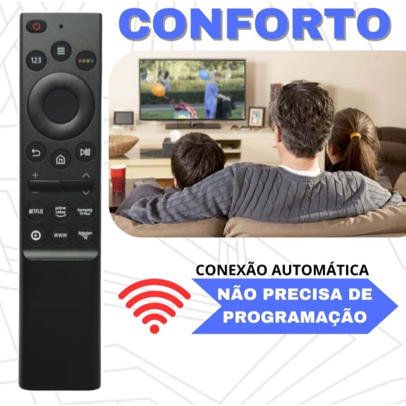 Controle Tv Samsung Smart 4k Netflix/Prime/Globoplay com Pilhas Universal Remoto