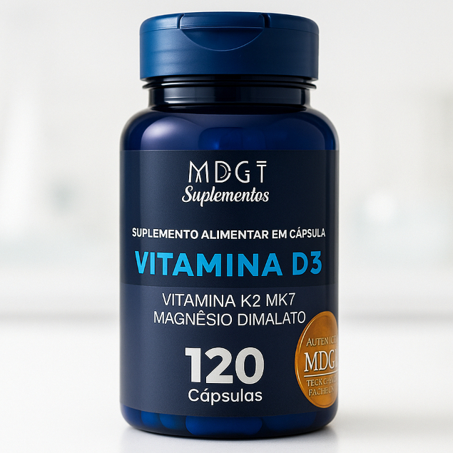 VITAMINA D3 2000 UI + MAGNÉSIO DIMALATO 350mg + VITAMINA K2 MK-7 - 120 cáps